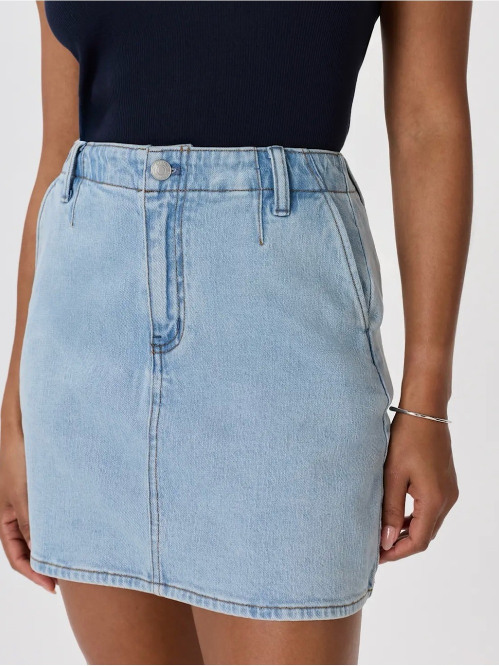 Quince Stretch Denim Mini Skirt - Cool Blue